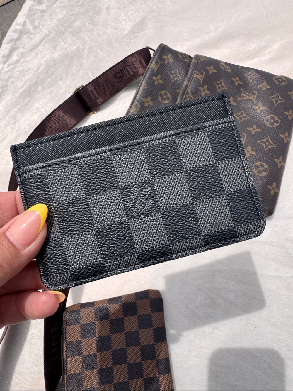Louis Vuitton Monogram & Damier Brown Crossbody Bag with Gold LV Emblem - Picture 6 of 13